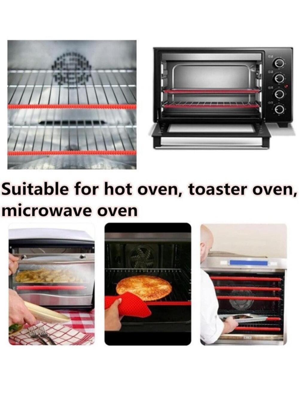 Oven Rack Cooking Rack Protector Food Grade Silicone for Burn Protection 2pc RED - Picture 6 of 9